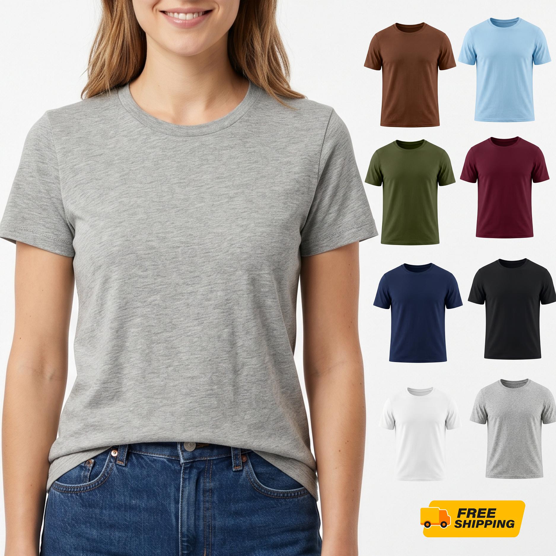 3 Pack Women's 100% Cotton T-Shirts | Soft Breathable Crew Neck Everyday Essential Tees 2 White + 1 Black