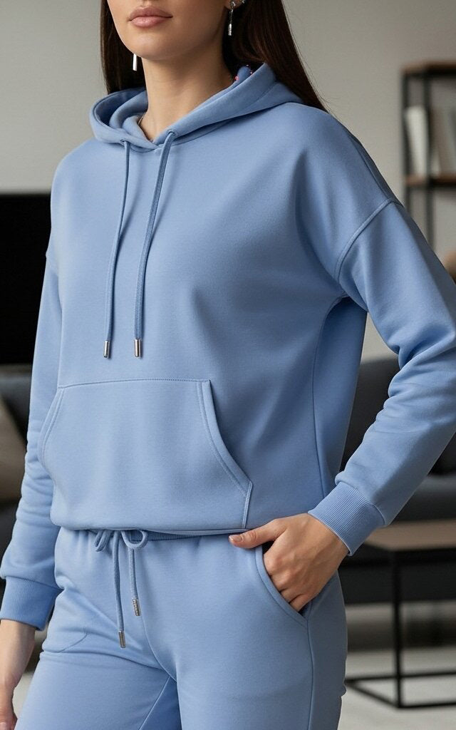 Indigo Pullover Hoodie Tracksuit for Women – Casual & Comfortable Activewear