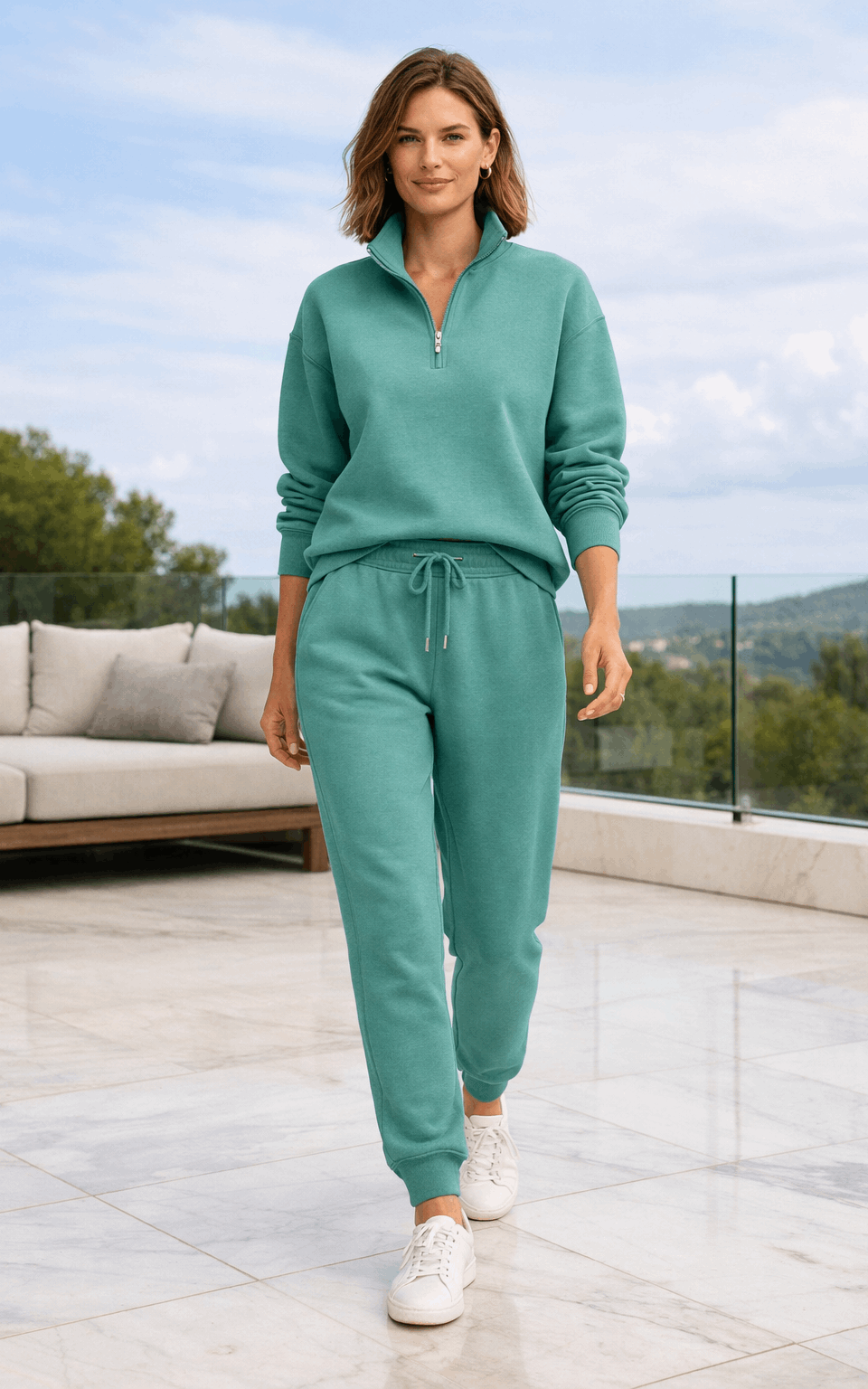 Seafoam Quarter Zipper Tracksuit