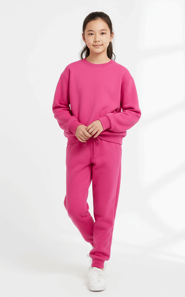 Classic Sweatshirt Tracksuit for Girls – Cozy & Stylish Everyday Tracksuit Pink