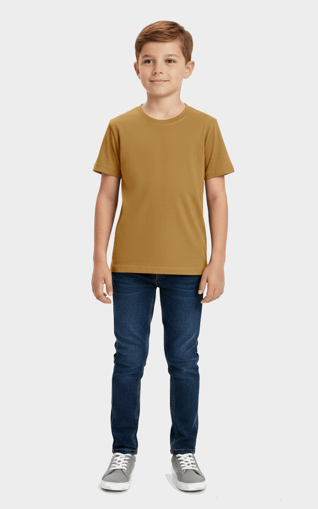 Half Sleeve T-Shirt for Boys – Comfortable & Stylish Everyday Wear Golden Yellow