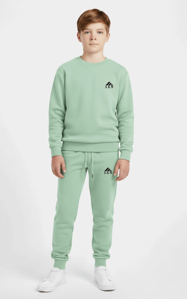 Premium Sweatshirt Tracksuit for Boys – Comfortable Everyday Tracksuit Light Green