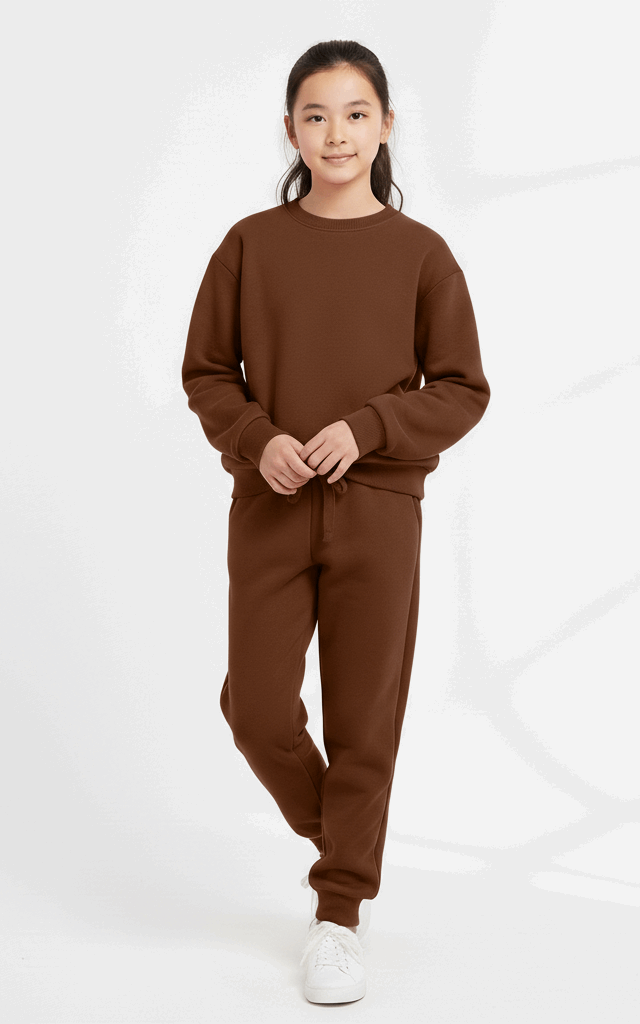 Classic Sweatshirt Tracksuit for Girls – Cozy & Stylish Everyday Tracksuit Chocolate Brown