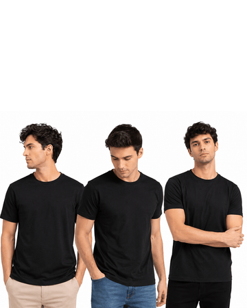 Men's 3 Pack Crew Neck Tee Black All 3