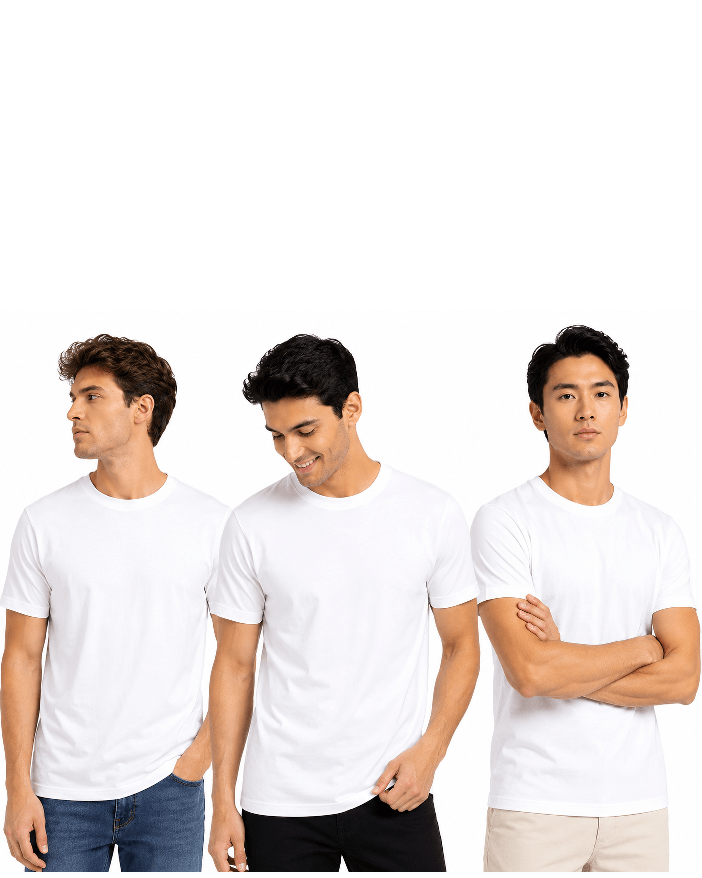 Men's 3 Pack Crew Neck Tee White All 3