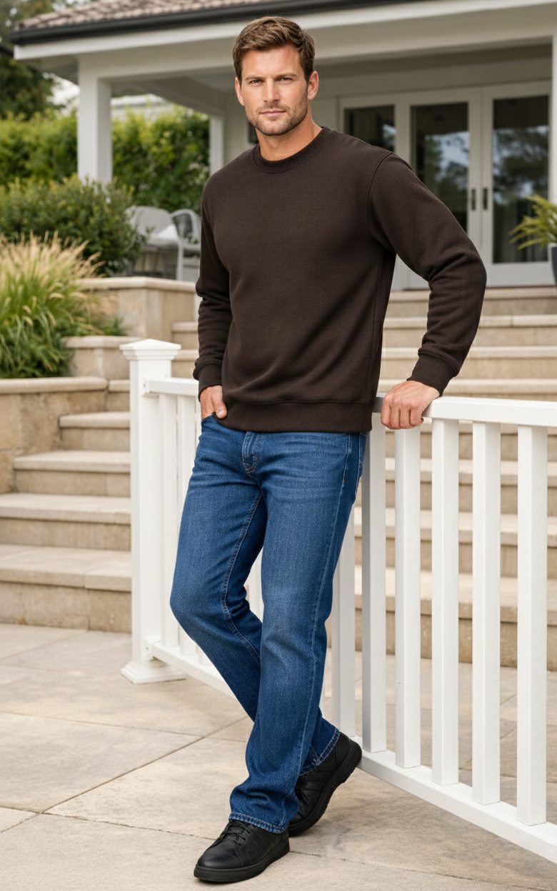 Dark Brown Men's Classic Sweatshirt Dark Brown