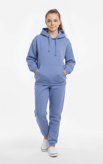 Pullover Hoodie Tracksuit for Girls – Cute & Comfy Everyday Tracksuit Indigo