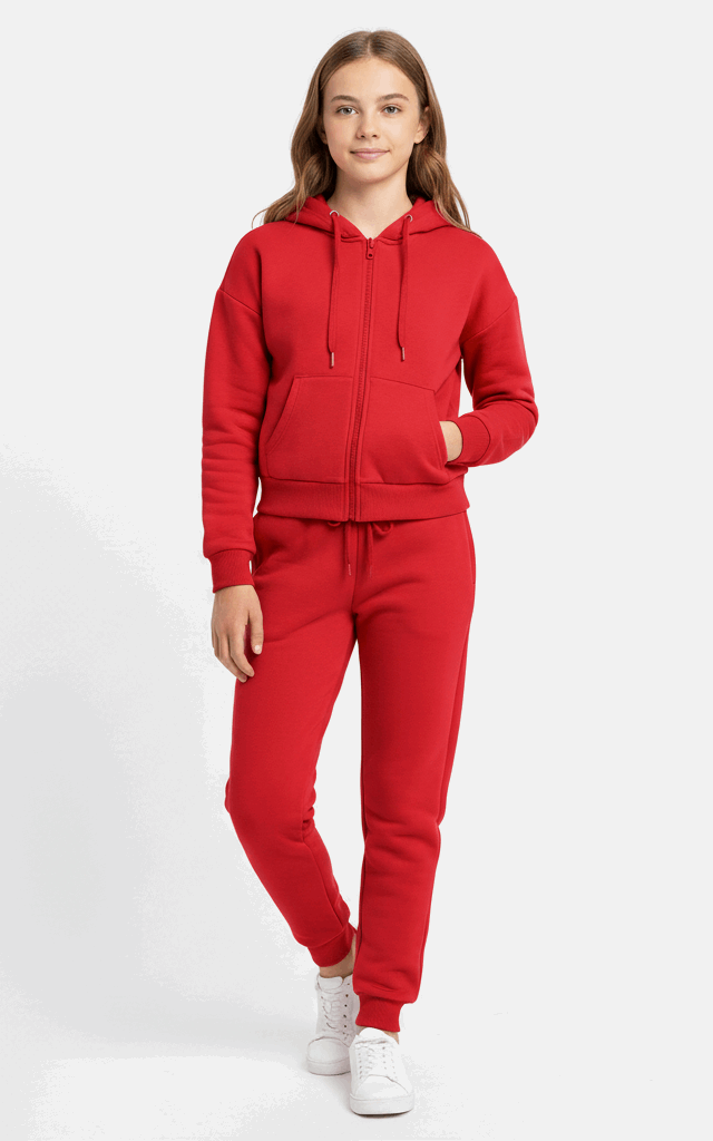 Zipper Hoodie Tracksuit for Girls – Stylish & Cozy Everyday Black