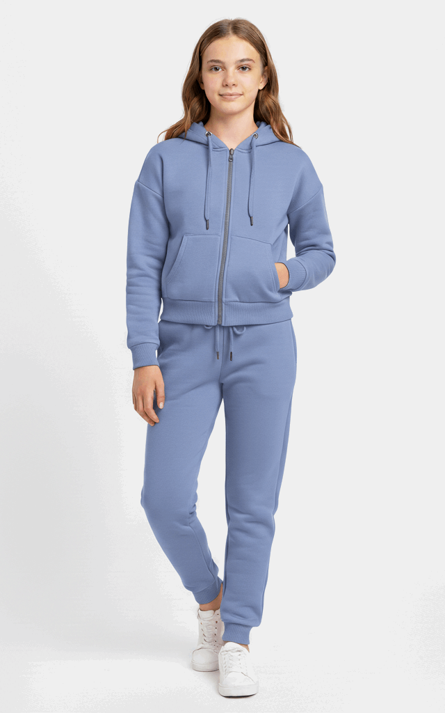Zipper Hoodie Tracksuit for Girls – Stylish & Cozy Everyday See Green