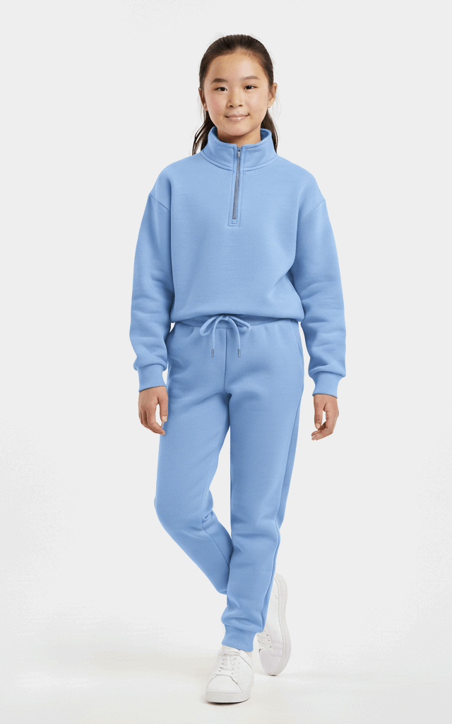 Quarter-Zip Sweatshirt Tracksuit for Girls – Trendy & Comfortable Pink