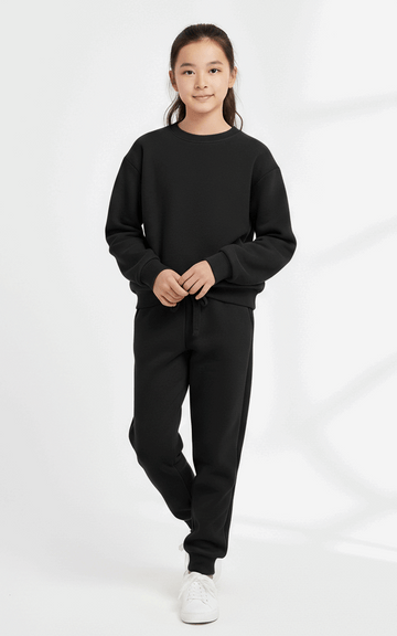 Classic Sweatshirt Tracksuit for Girls – Cozy & Stylish Everyday Tracksuit Black
