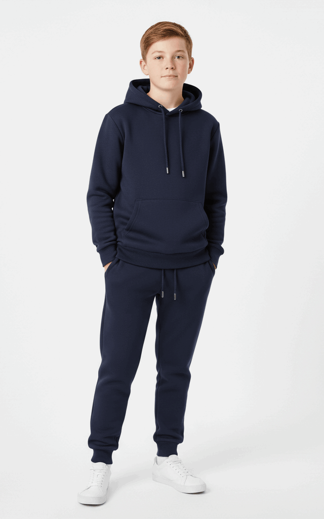 Navy Hoodie & Jogger Set for Boys – Trendy, Comfortable Outfit Navy Blue