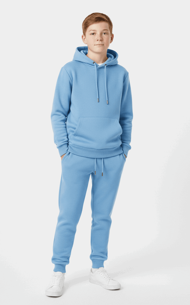 Navy Hoodie & Jogger Set for Boys – Trendy, Comfortable Outfit Sky