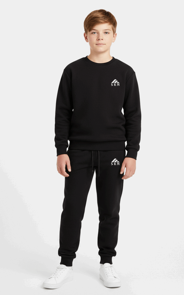 Premium Sweatshirt Tracksuit for Boys – Comfortable Everyday Tracksuit Black