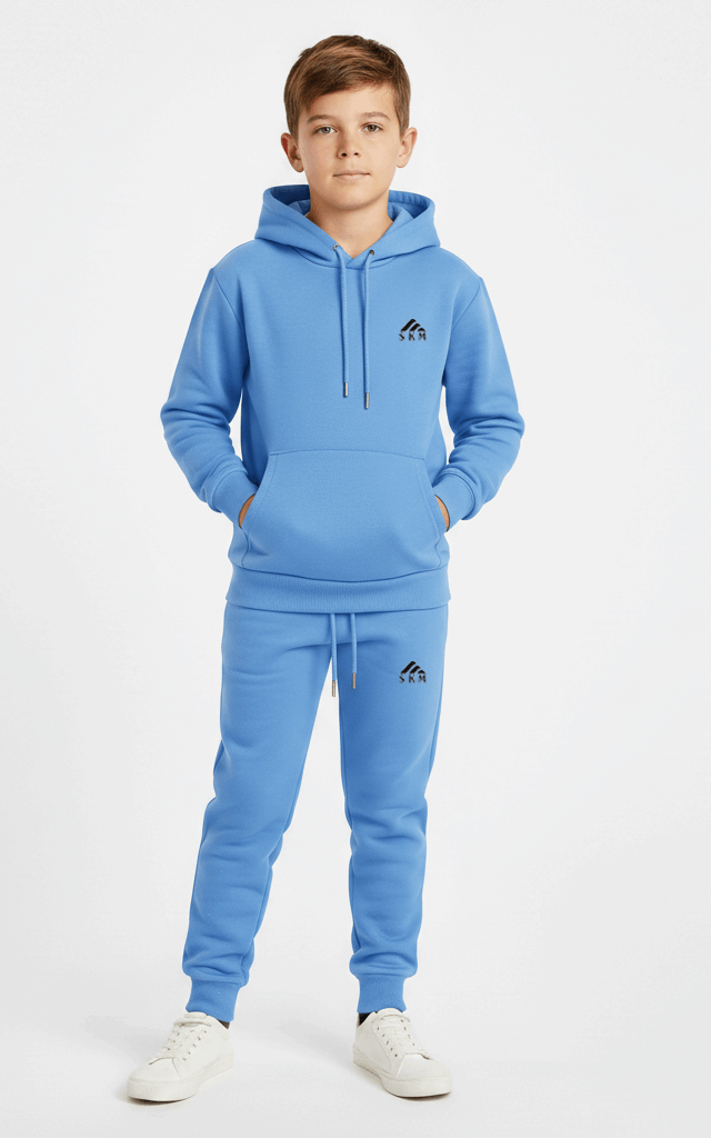 Boys’ Pullover Hoodie Tracksuit – Cozy & Stylish Outfit Set Sky