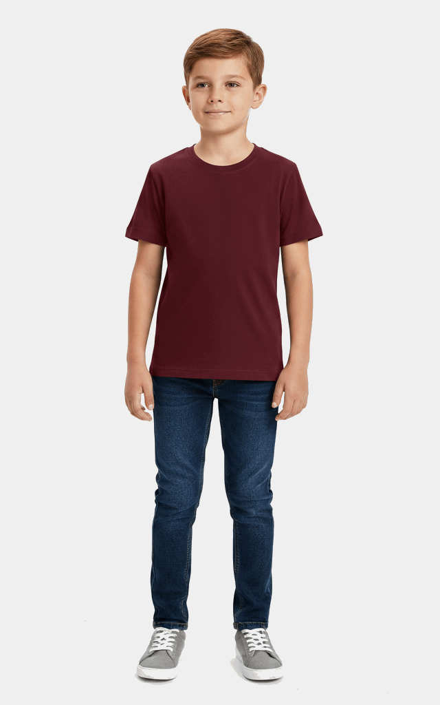 Half Sleeve T-Shirt for Boys – Comfortable & Stylish Everyday Wear Maroon