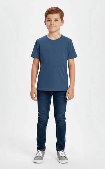 Half Sleeve T-Shirt for Boys – Comfortable & Stylish Everyday Wear Denim Blue