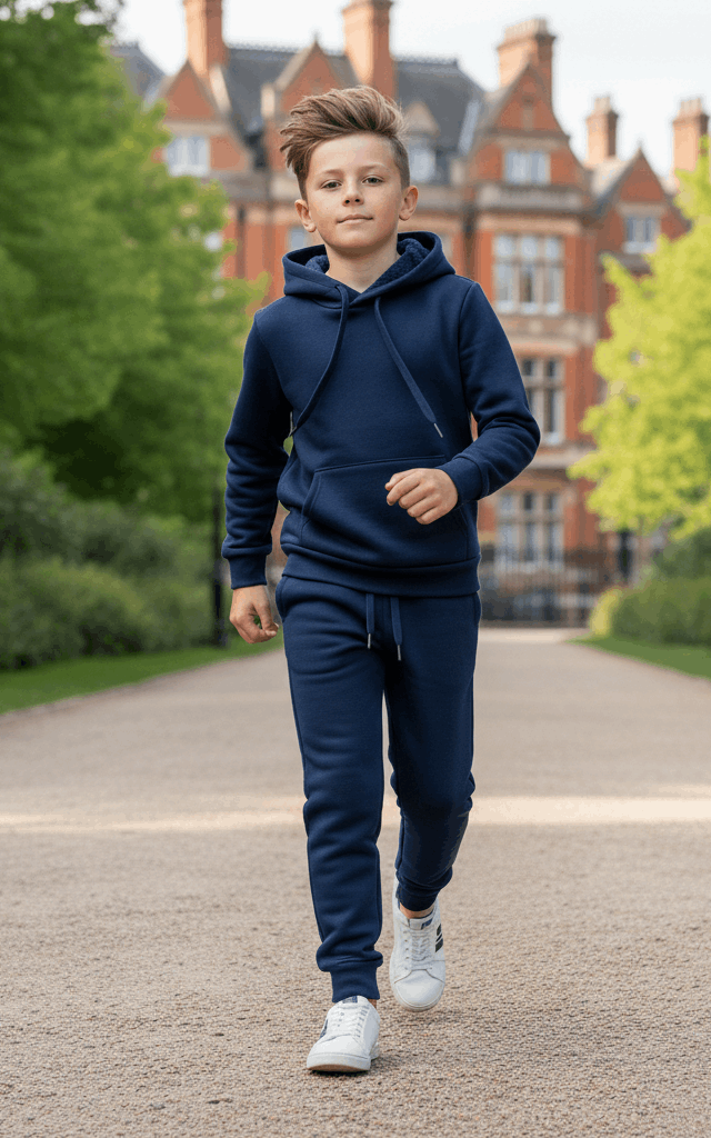 Navy Hoodie & Jogger Set for Boys – Trendy, Comfortable Outfit