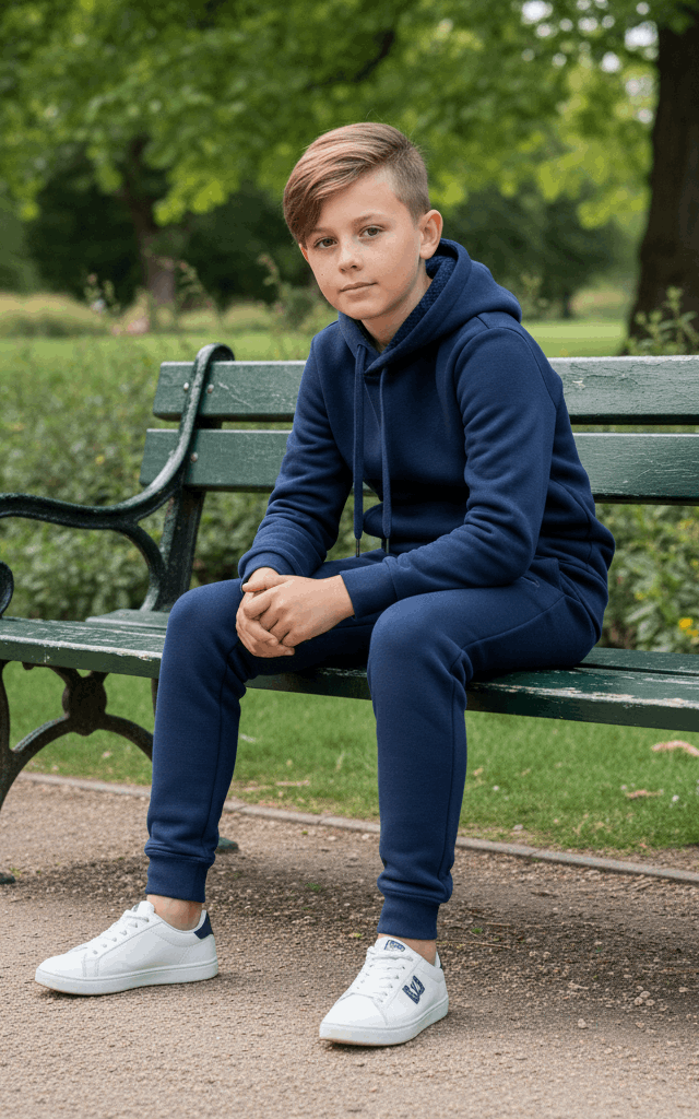 Navy Hoodie & Jogger Set for Boys – Trendy, Comfortable Outfit