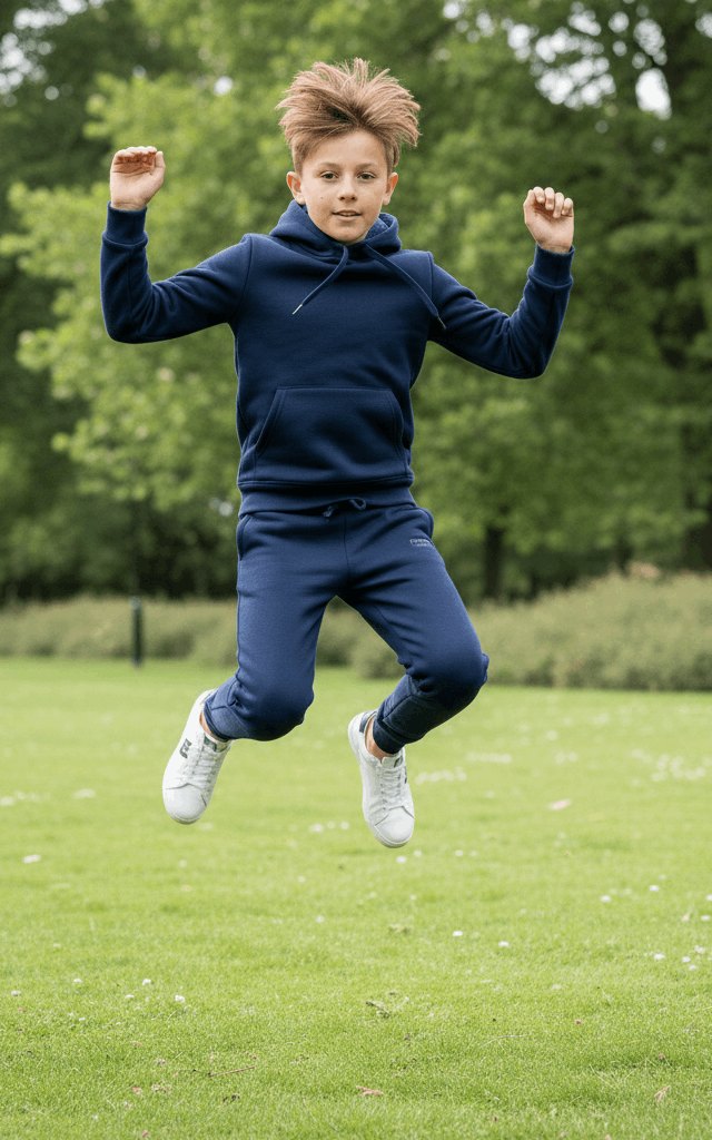 Navy Hoodie & Jogger Set for Boys – Trendy, Comfortable Outfit