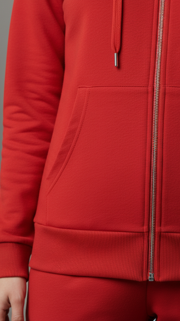 Red Zipper Hoodie Tracksuit Women with Jogger Set - Extra Premium Cotton