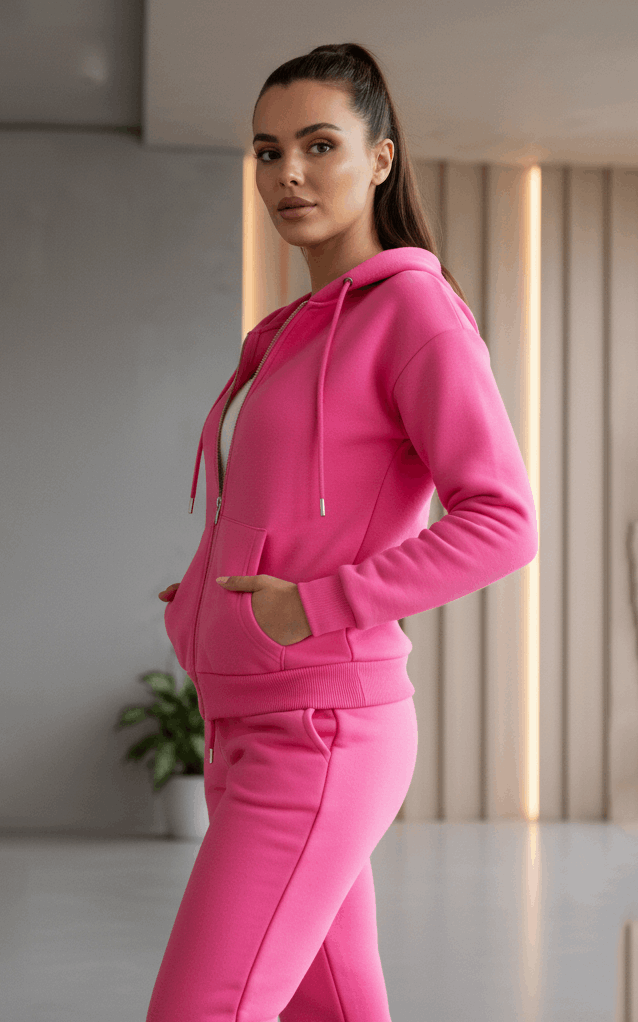 Blush Zipper Hoodie Tracksuit