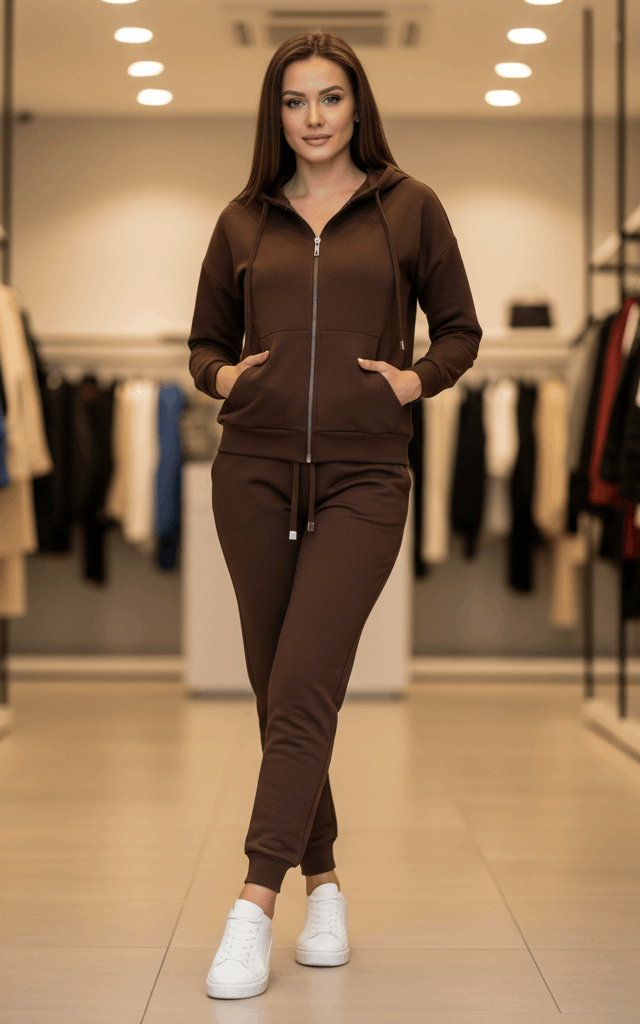 Velour Zipper Hoodie Tracksuit