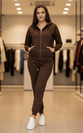 Chocolate Brown Zipper Hoodie Tracksuit Chocolate Brown