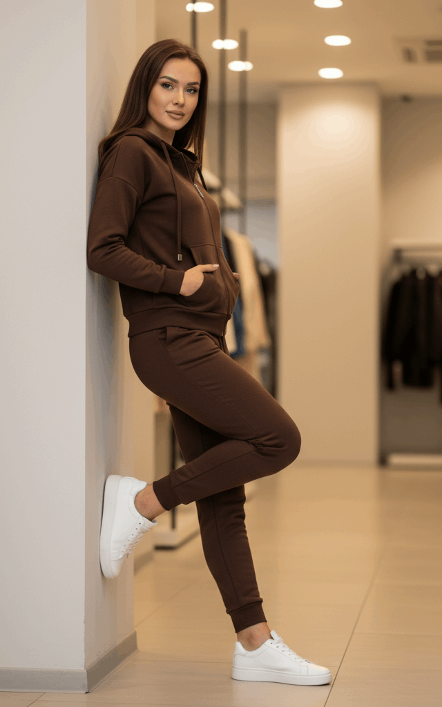 Velour Zipper Hoodie Tracksuit