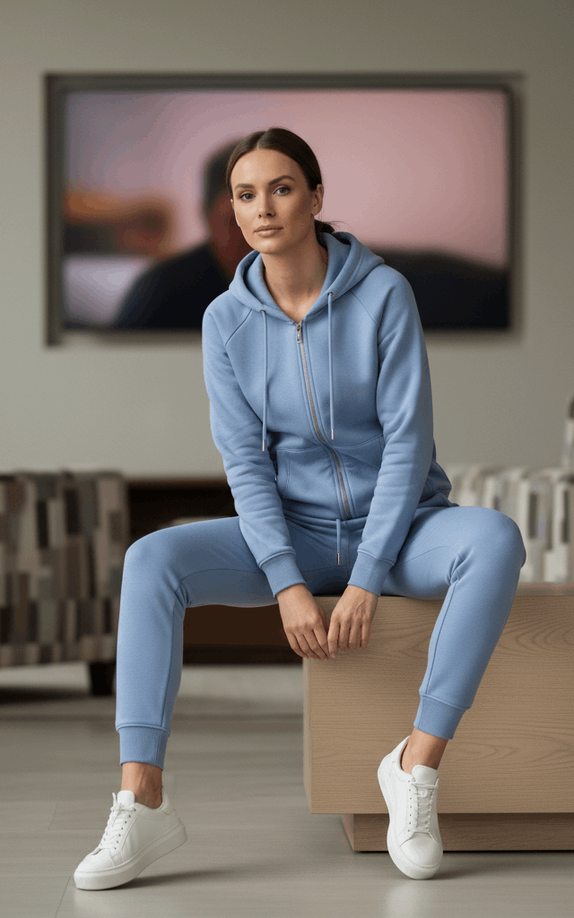 Indigo Zipper Hoodie Tracksuit Indigo