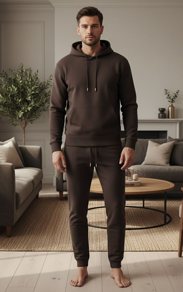 Dark Brown Men's Hoodie Tracksuit