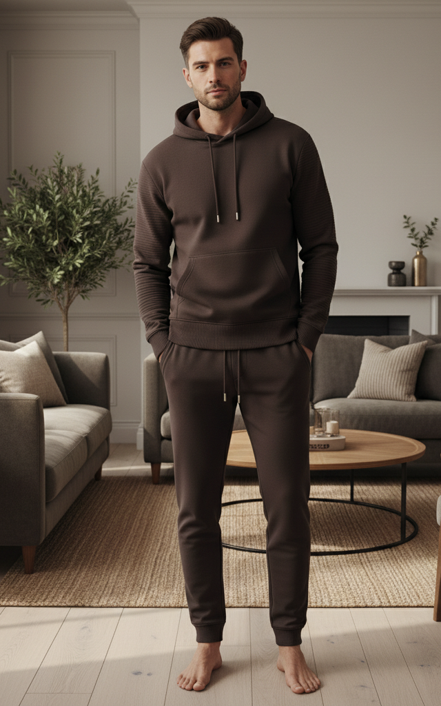 Dark Brown Men's Hoodie Tracksuit