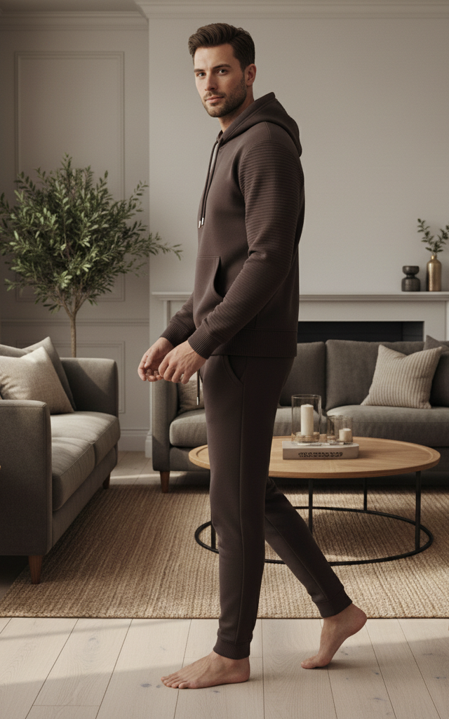 Dark Brown Men's Hoodie Tracksuit