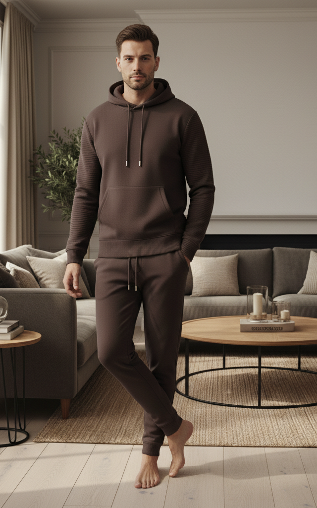Dark Brown Men's Hoodie Tracksuit