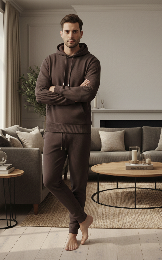 Dark Brown Men's Hoodie Tracksuit