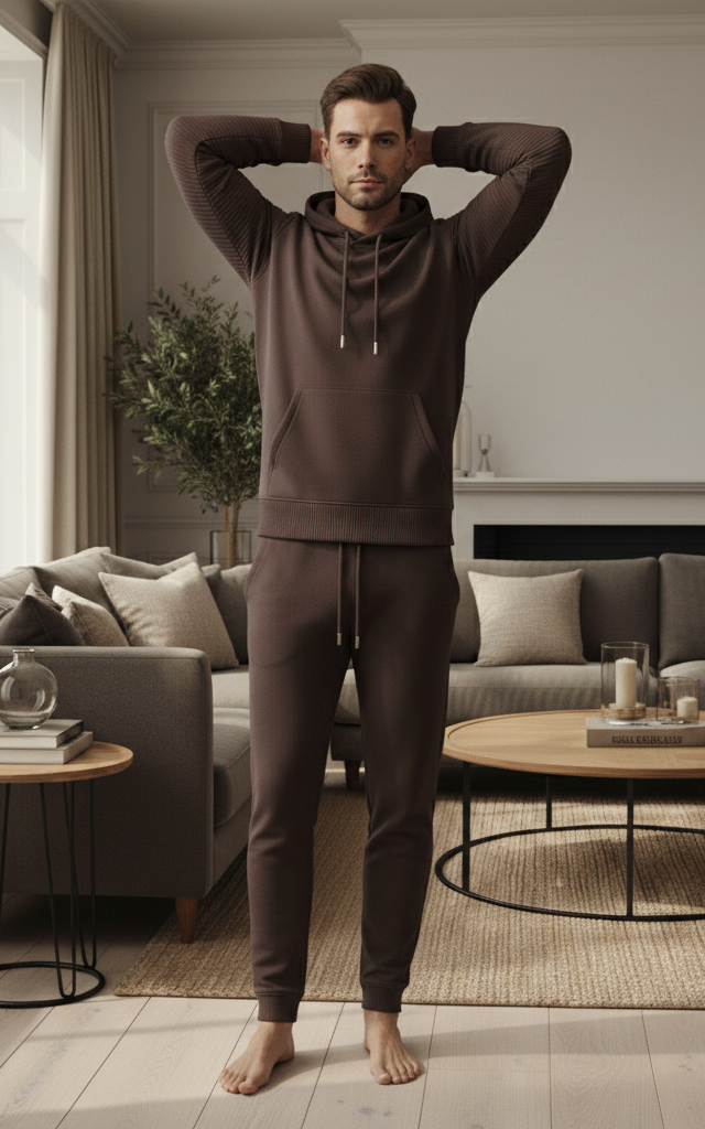 Dark Brown Men's Hoodie Tracksuit Dark Brown