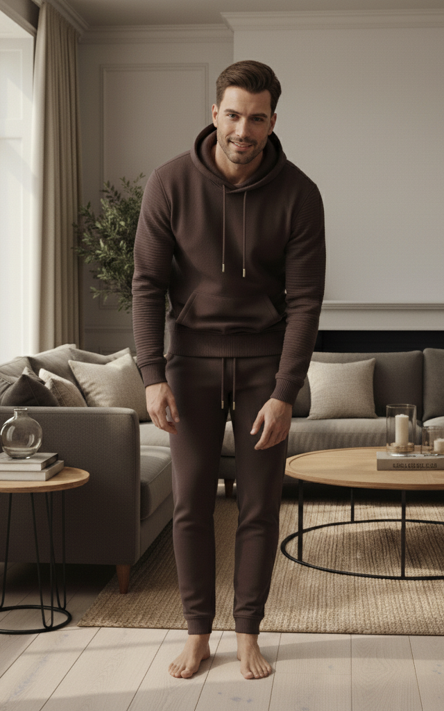 Dark Brown Men's Hoodie Tracksuit