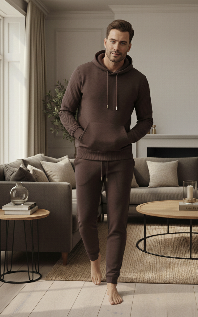 Dark Brown Men's Hoodie Tracksuit