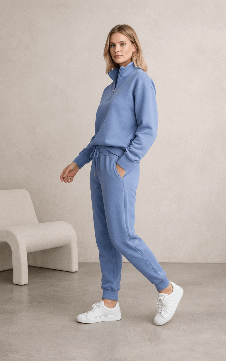 Indigo Quarter Zipper Tracksuit Indigo