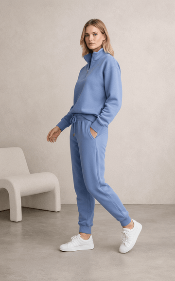 Indigo Quarter Zipper Tracksuit Indigo