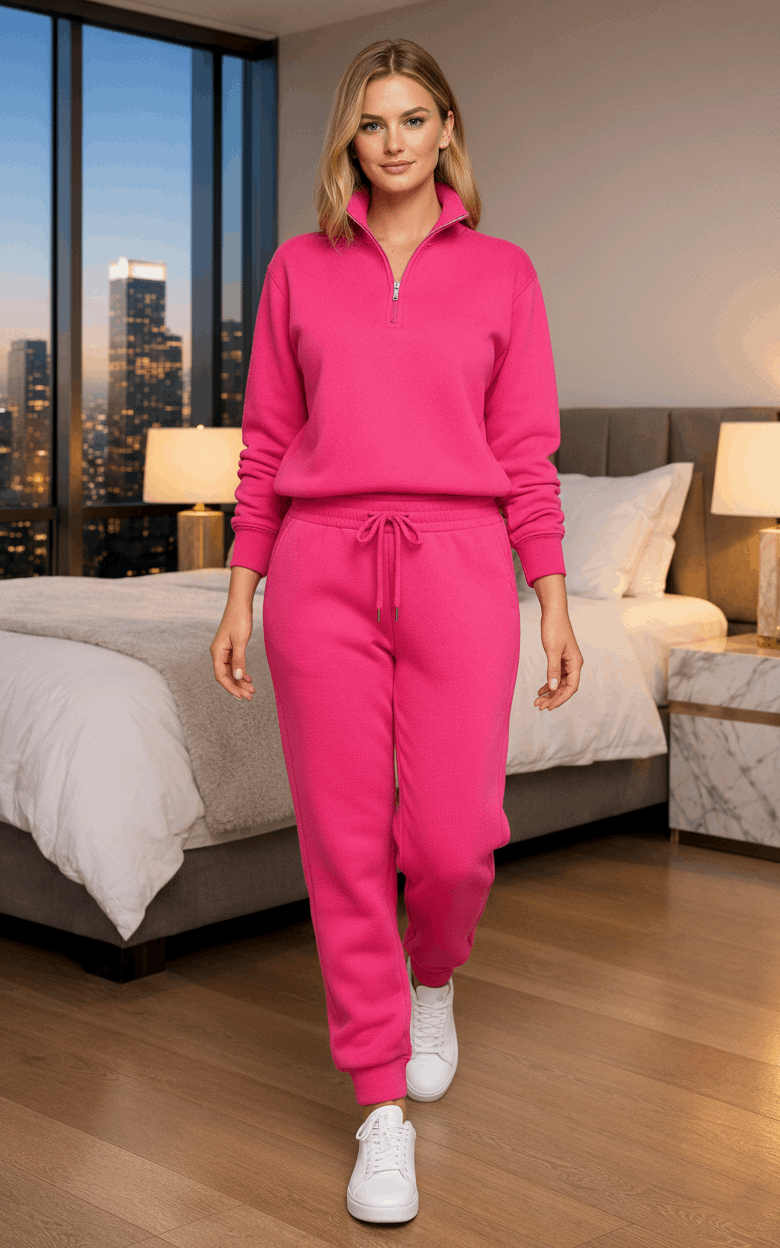 Blush Quarter Zipper Tracksuit