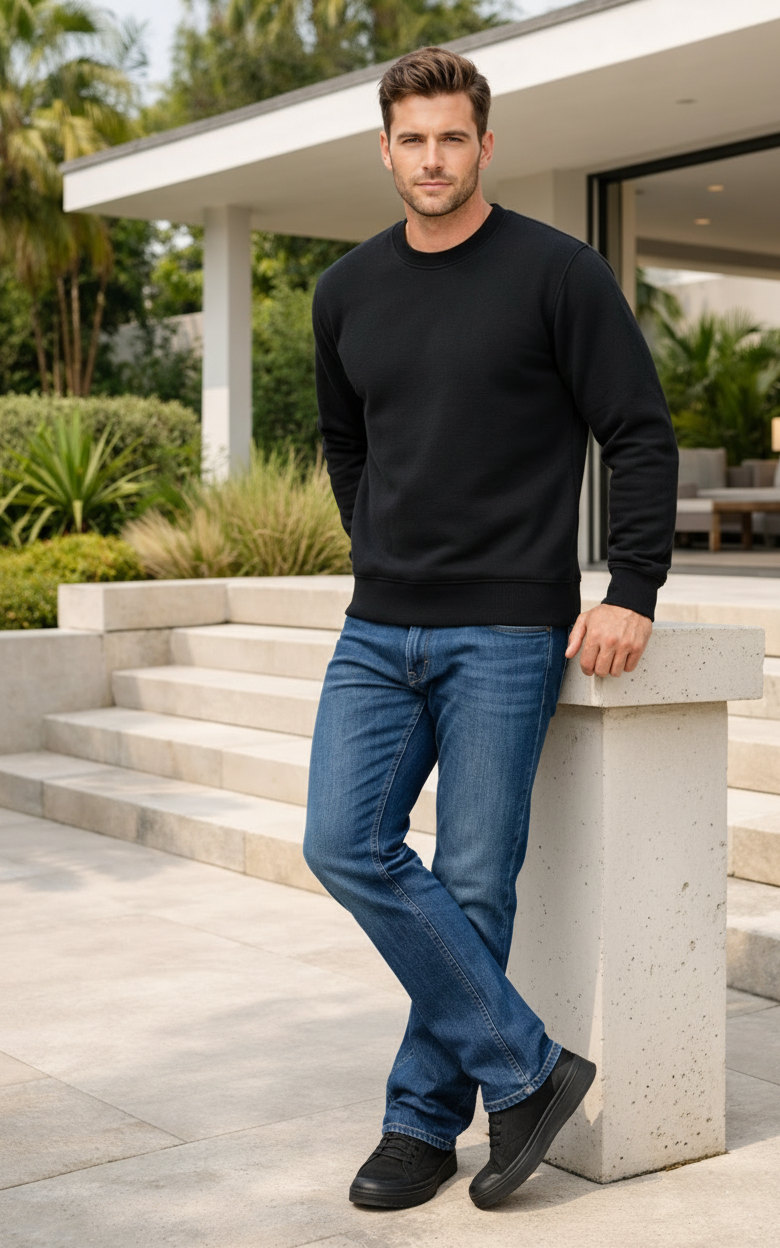 Black Men's Classic Sweatshirt Black