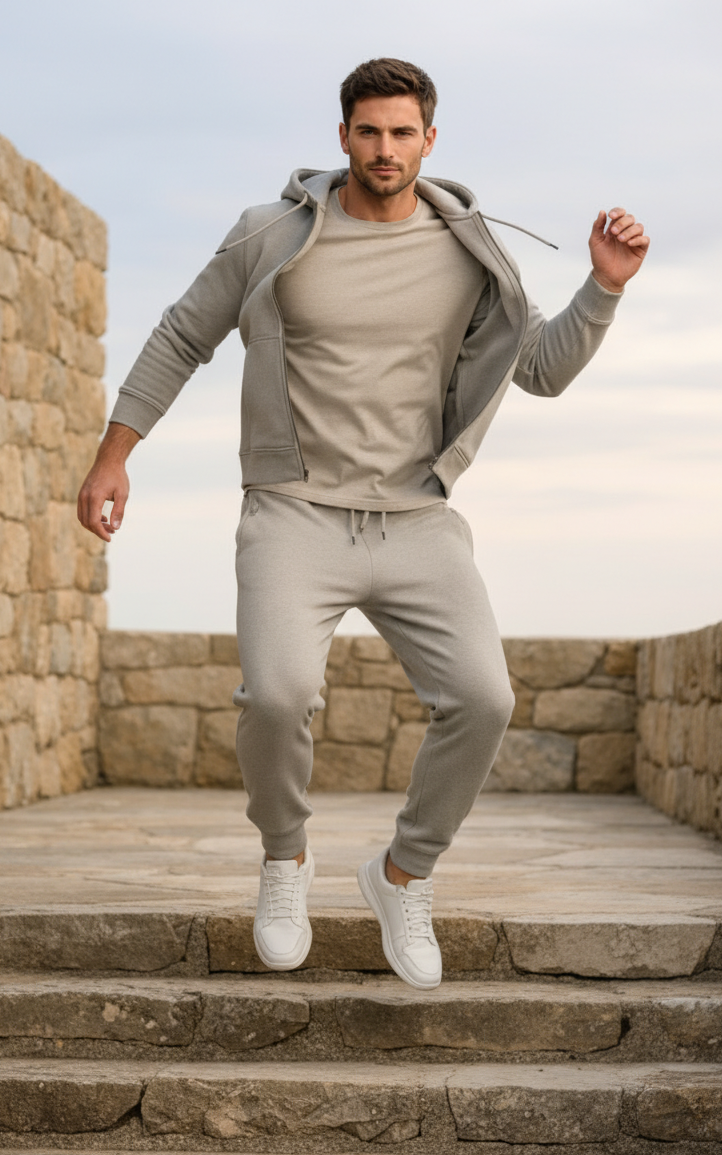 Stone Zipper Hoodie Tracksuit