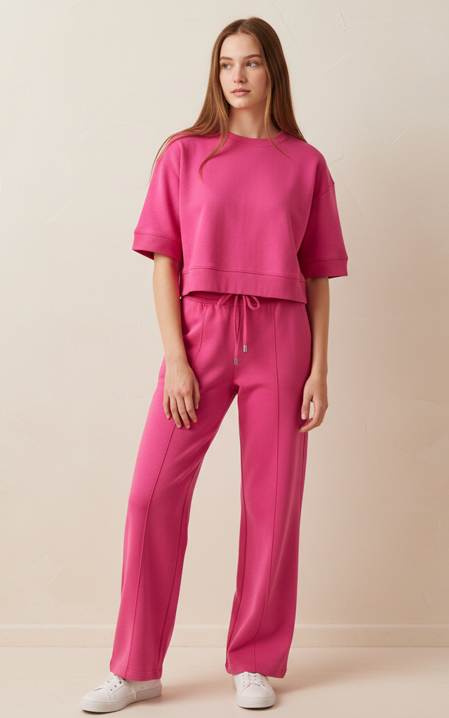 Womens Crop Hoodie Tracksuit Set Top girls Joggers Lounge wear