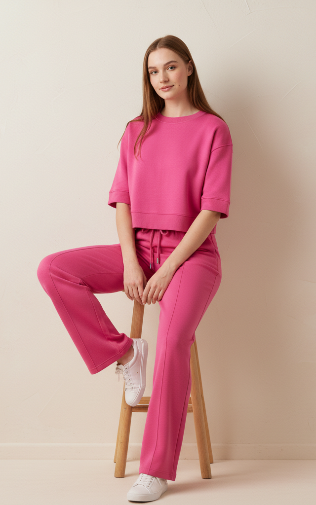 Womens Crop Hoodie Tracksuit Set Top girls Joggers Lounge wear