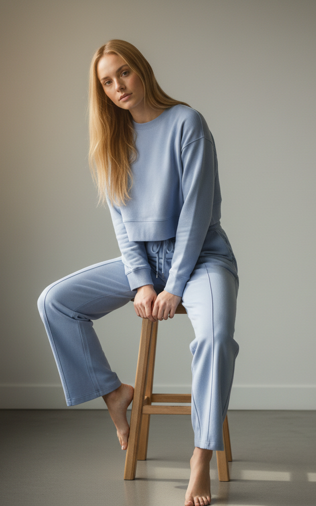 Indigo Outfits Long Sleeve Crop Top Pullover Drawstring Pant Jogger Set Casual Sweatsuits