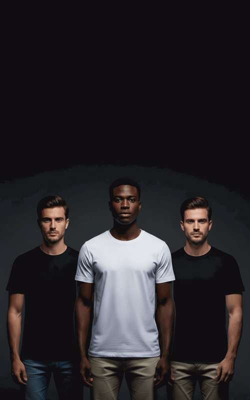 1 white & 2 Black Pack of 3 Men’s T-Shirts - SKM Trio Savings 2 Black + 1 White