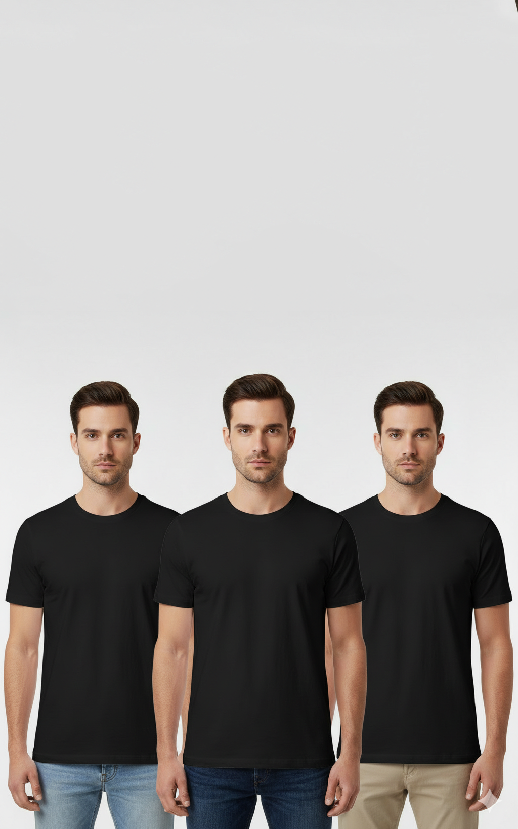 3 Black Pack of 3 Men’s T-Shirts - SKM Trio Savings