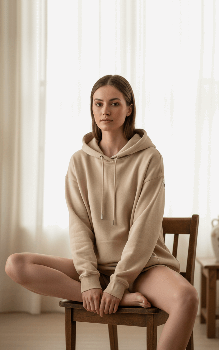 Beige Oversized Hoodie Beige