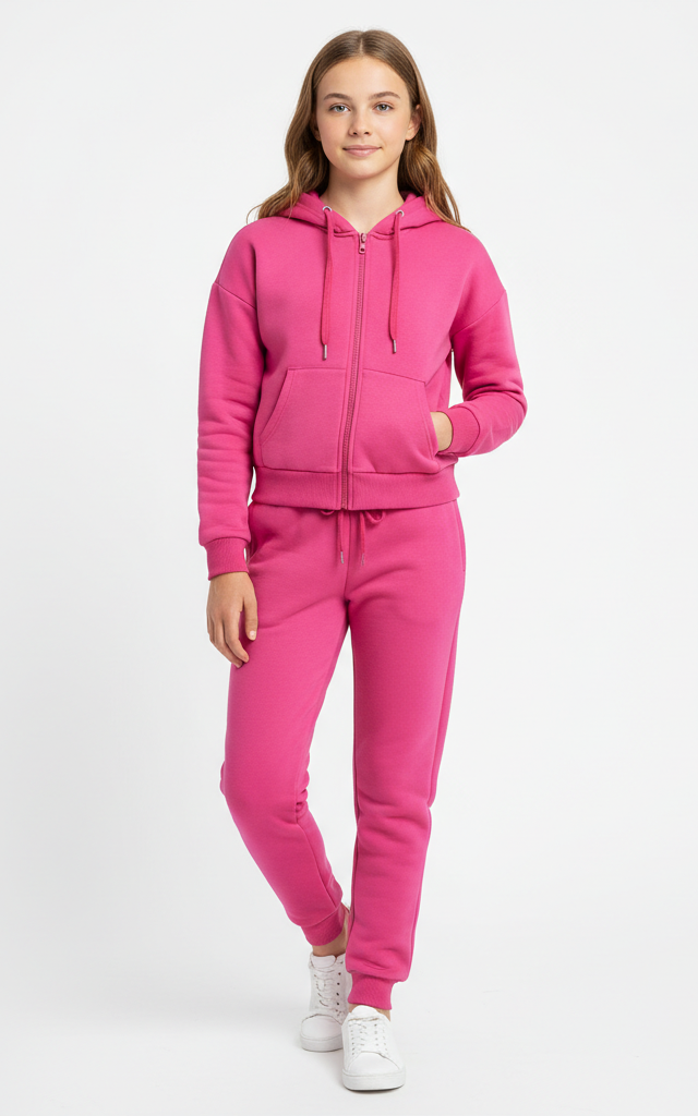 Zipper Hoodie With Jogger For Girls - SKM